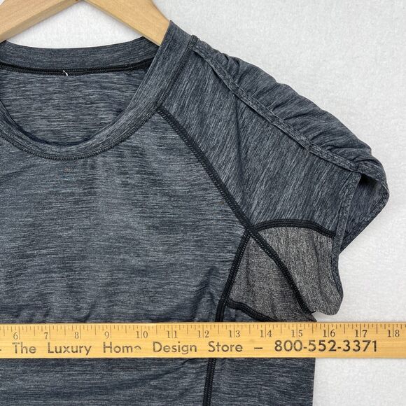 LULULEMON Top XS Ruched Mesh Panel Back Yoga Gym Running Heather Gray - Picture 11 of 13